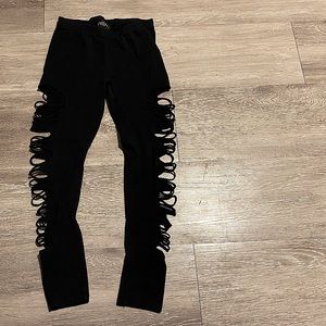 Dolls Kill Widow Black Cotton Leggings Cutouts Med